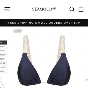 Seamolly Navy and Cream Bikini Top